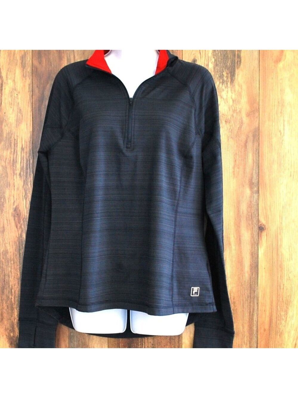Fila Activewear Sport 1/3 Zip Navy/Red Stretch Pullover XL